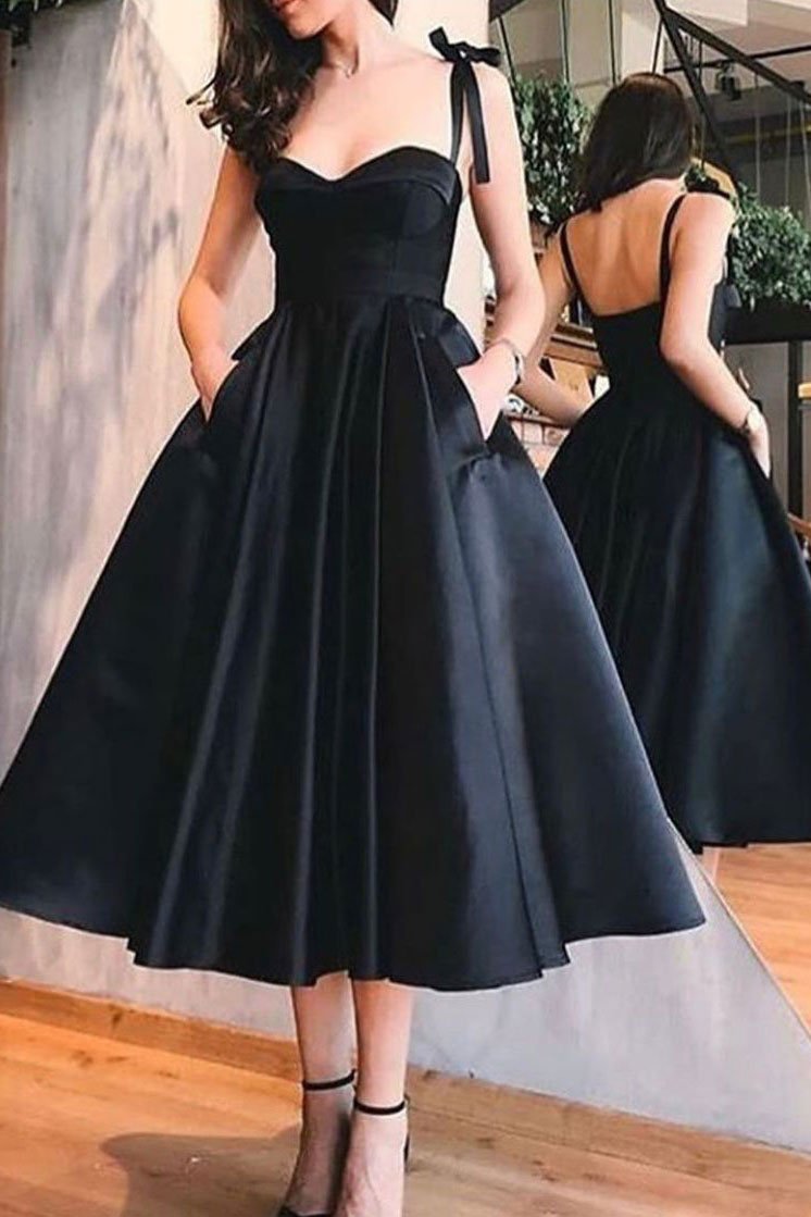 Black Homecoming Dress with Pockets , Short Prom Dress, Formal Outfit, Back to School Party Gown