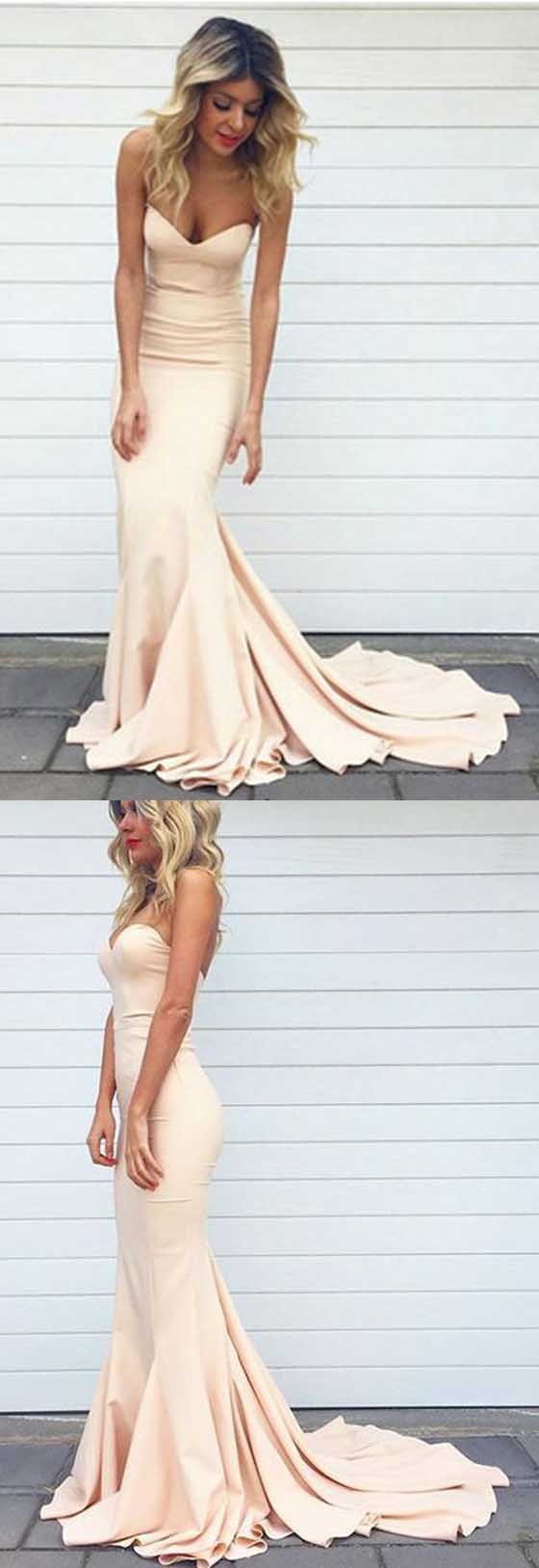Champagne Mermaid Prom Dress, Prom Dresses, Evening Gown, Graduation School Party Dress, Winter Formal Dress,