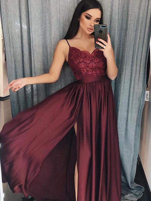 Long Prom Dress Slit Skirt, Evening Dress, Dance Dresses, Graduation School Party Gown