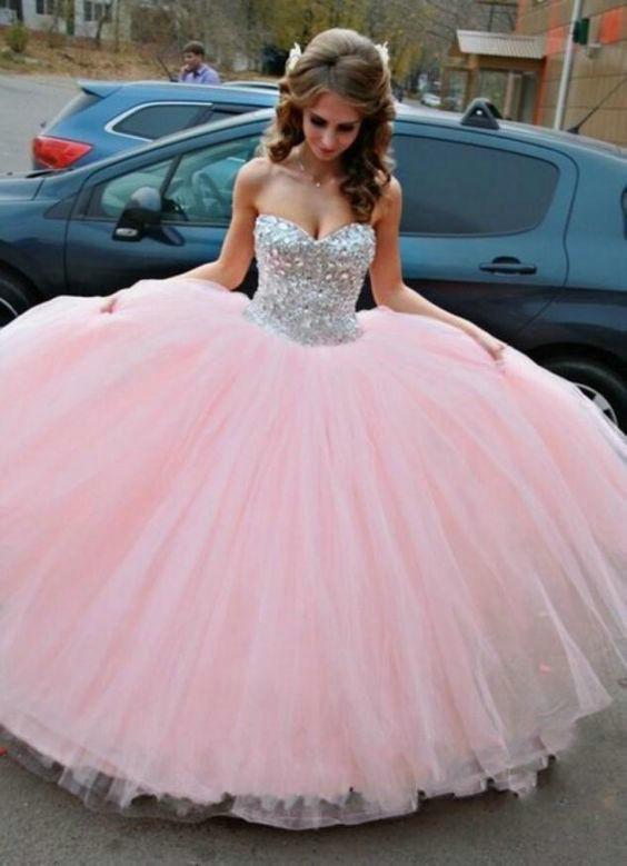 Party Sweet Pink Dress Pink Flowers Puffy Sleeves Tulle Long Party