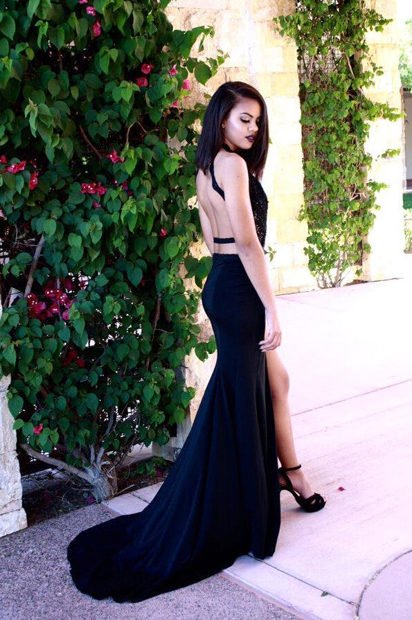 Sexy Black Prom Dress, Prom Dresses, Evening Gown, Graduation School Party Dress, Winter Formal Dress