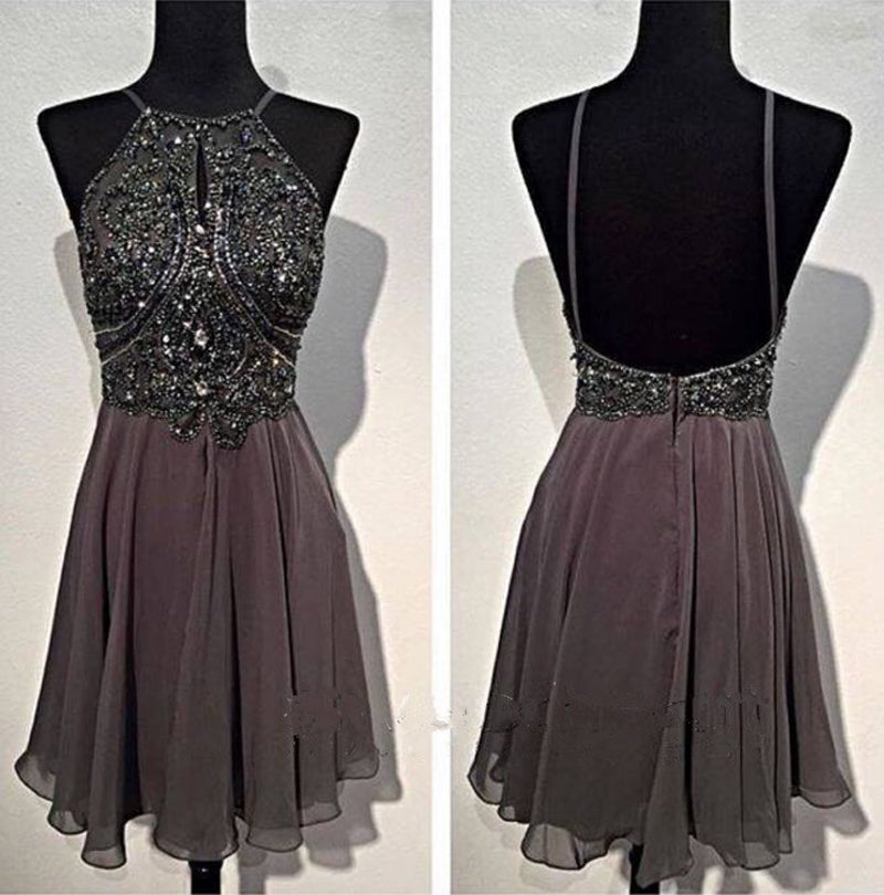 Short Prom Dress Silver Grey Color, Homecoming Dresses, Graduation School Party Gown, Winter Formal Dress