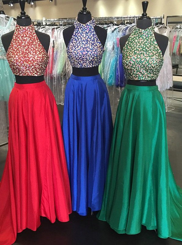Two Pieces Prom Dress, Evening Gown, Graduation School Party Dress, Winter Formal Dress