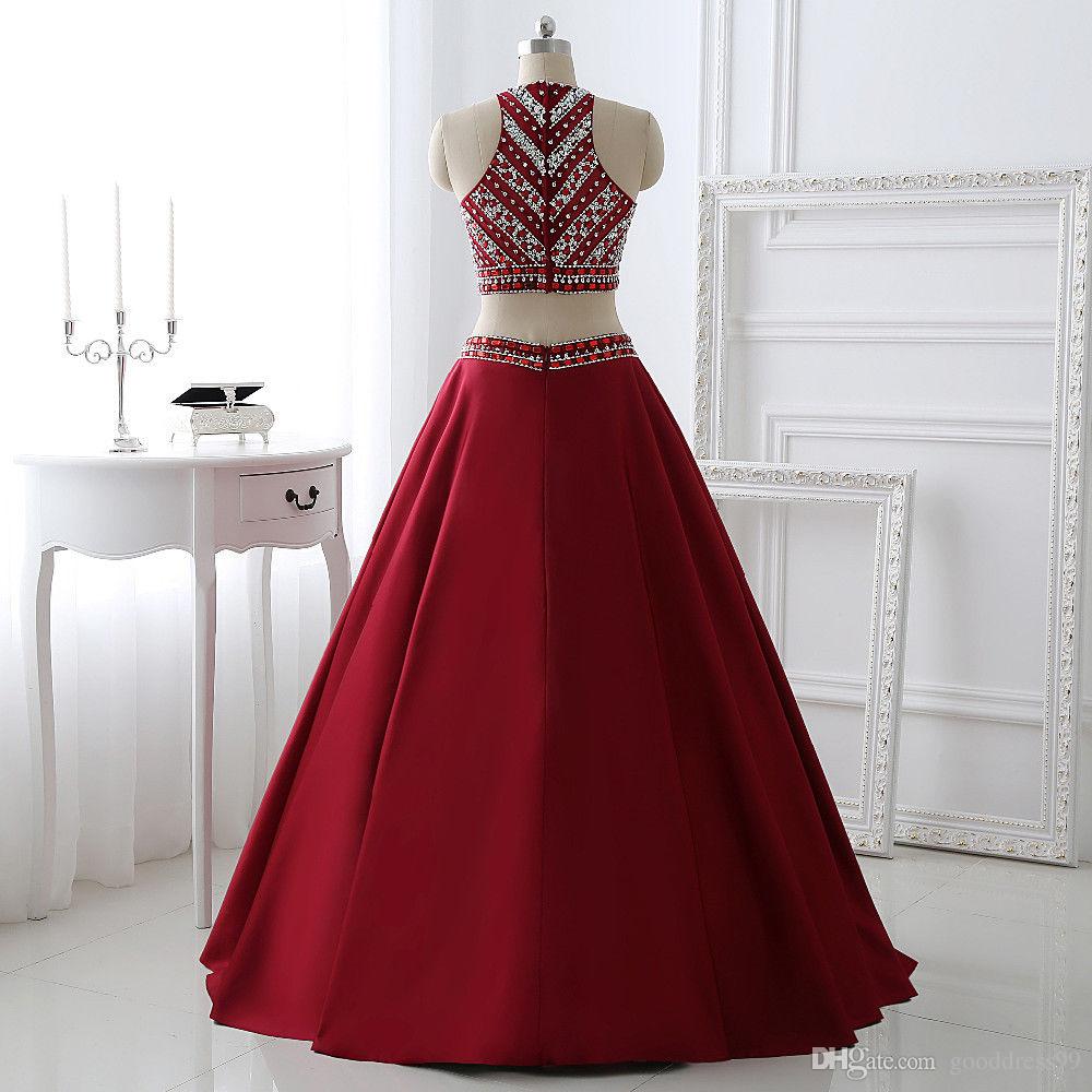Two Pieces Prom Dress, Evening Gown, Graduation School Party Dress, Winter Formal Dress