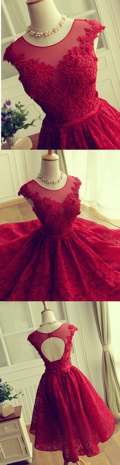 Short Lace Prom Dress, Homecoming Dresses, Graduation School Party Gown, Winter Formal Dress