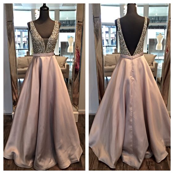 Prom Dress Deep V Neckline, Evening Gown, Graduation School Party Dress, Winter Formal Dress