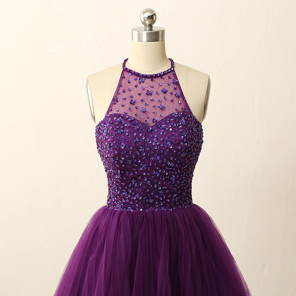 Short Purple Prom Dress, Homecoming Dresses, Graduation School Party Gown, Winter Formal Dress