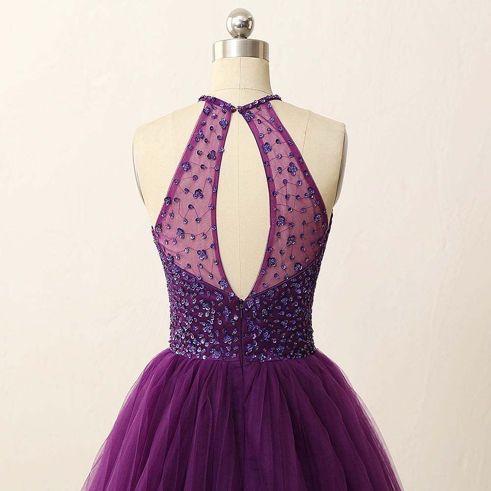 Short Purple Prom Dress, Homecoming Dresses, Graduation School Party Gown, Winter Formal Dress
