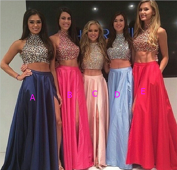 Two Pieces Prom Dress, Evening Gown, Graduation School Party Dress, Winter Formal Dress