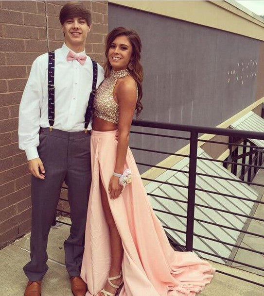 Two Pieces Prom Dress, Evening Gown, Graduation School Party Dress, Winter Formal Dress