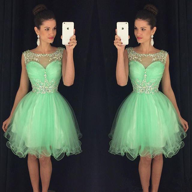 Green Homecoming Dress, Short Prom Dress, Graduation School Party Gown