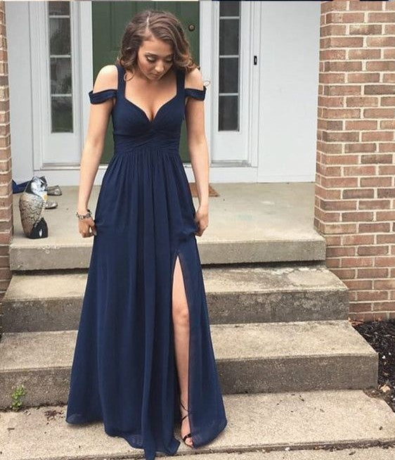 Sexy Navy Prom Dress For Teens, Prom Dresses, Evening Gown, Graduation School Party Gown, Winter Formal Dress