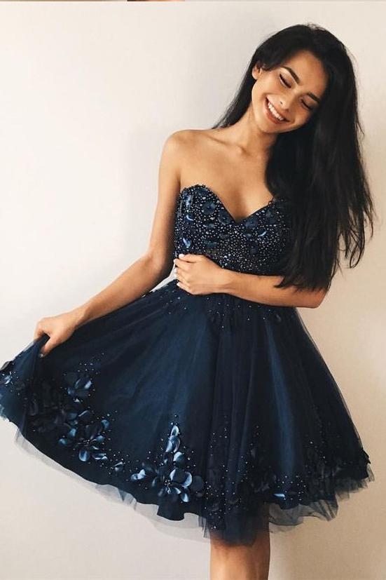 Navy Homecoming Dress 2023, HOCO Dress, Short Prom Dress ,Back To School Party Dress, Evening Dress, Formal Dress