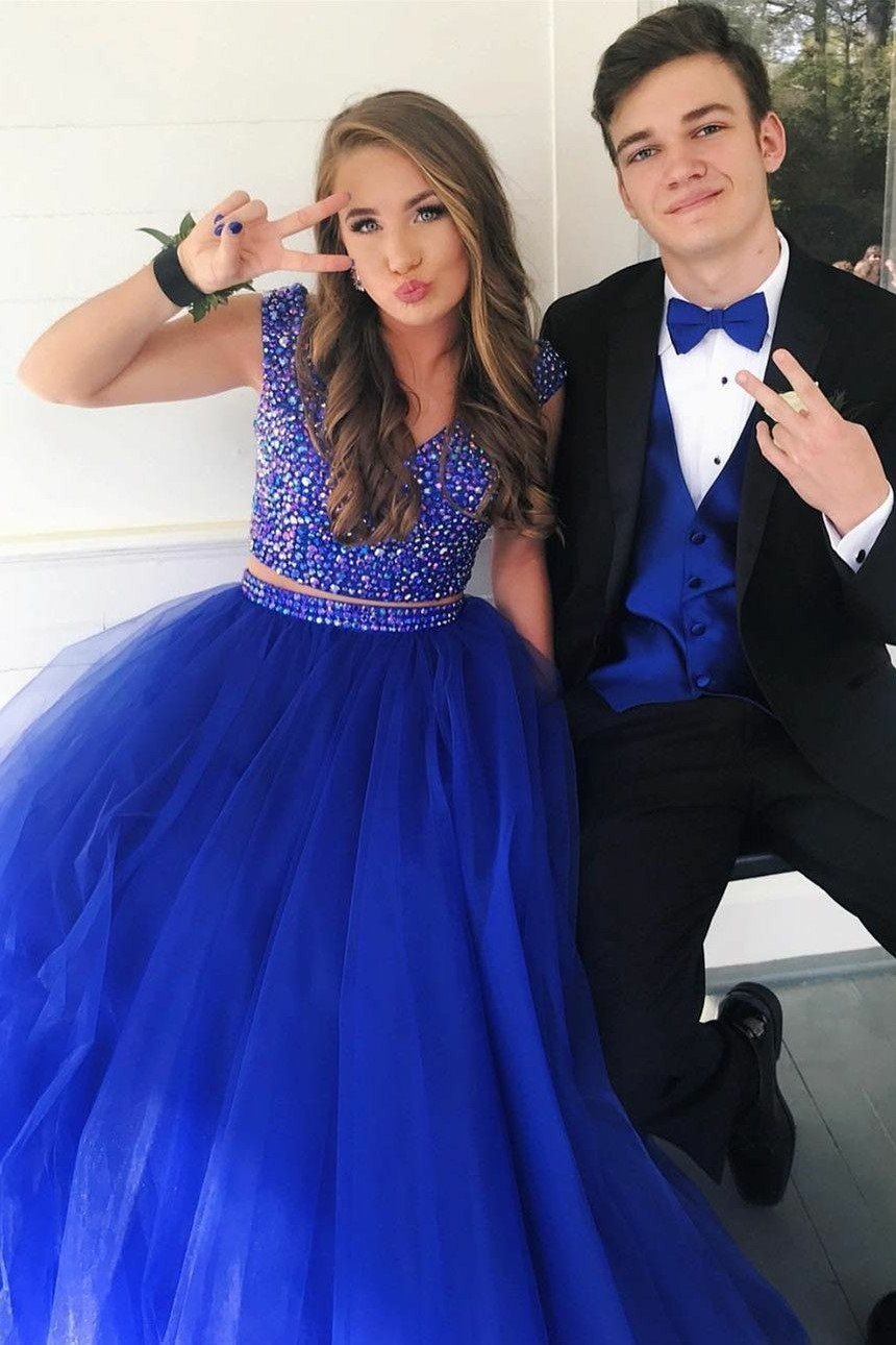 Royal Blue Prom Dress Two Pieces Style, Dresses For Graduation Party, Evening Dress, Formal Dress