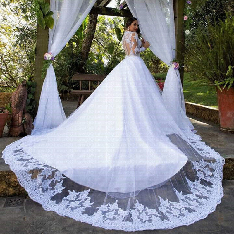 White Wedding Dress with Sleeves, Bridal Gown ,Dresses For Brides