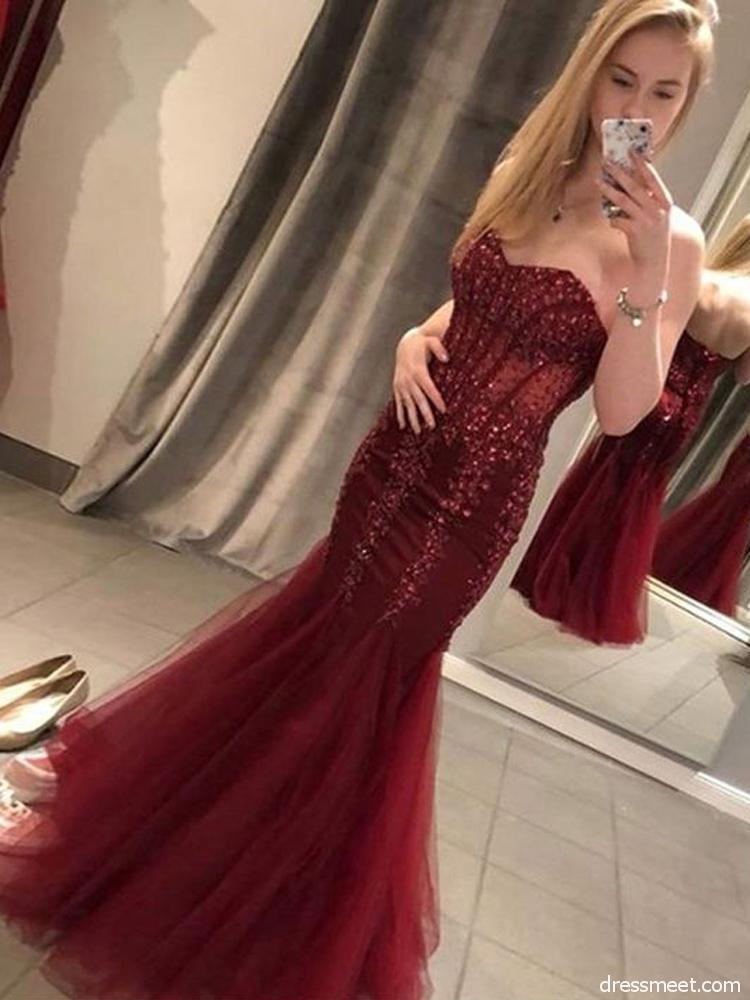 Mermaid Prom Dress, Pageant Dress, Evening Dress, Dance Dresses, Graduation School Party Gown