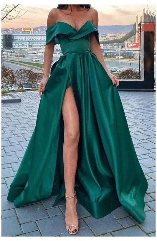 Sexy Green Prom Dress with Slit, Formal Dress, Graduation School Party Gown