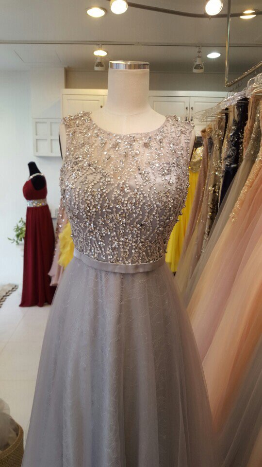 Silvery Grey Prom Dress, Evening Dress, Formal Dresses, Graduation School Party Dance Dress