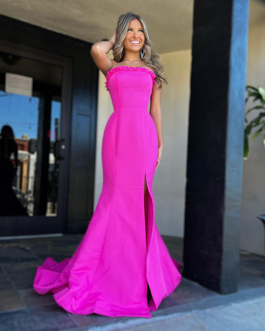 Strapless Mermaid Long Prom Dress with Slit