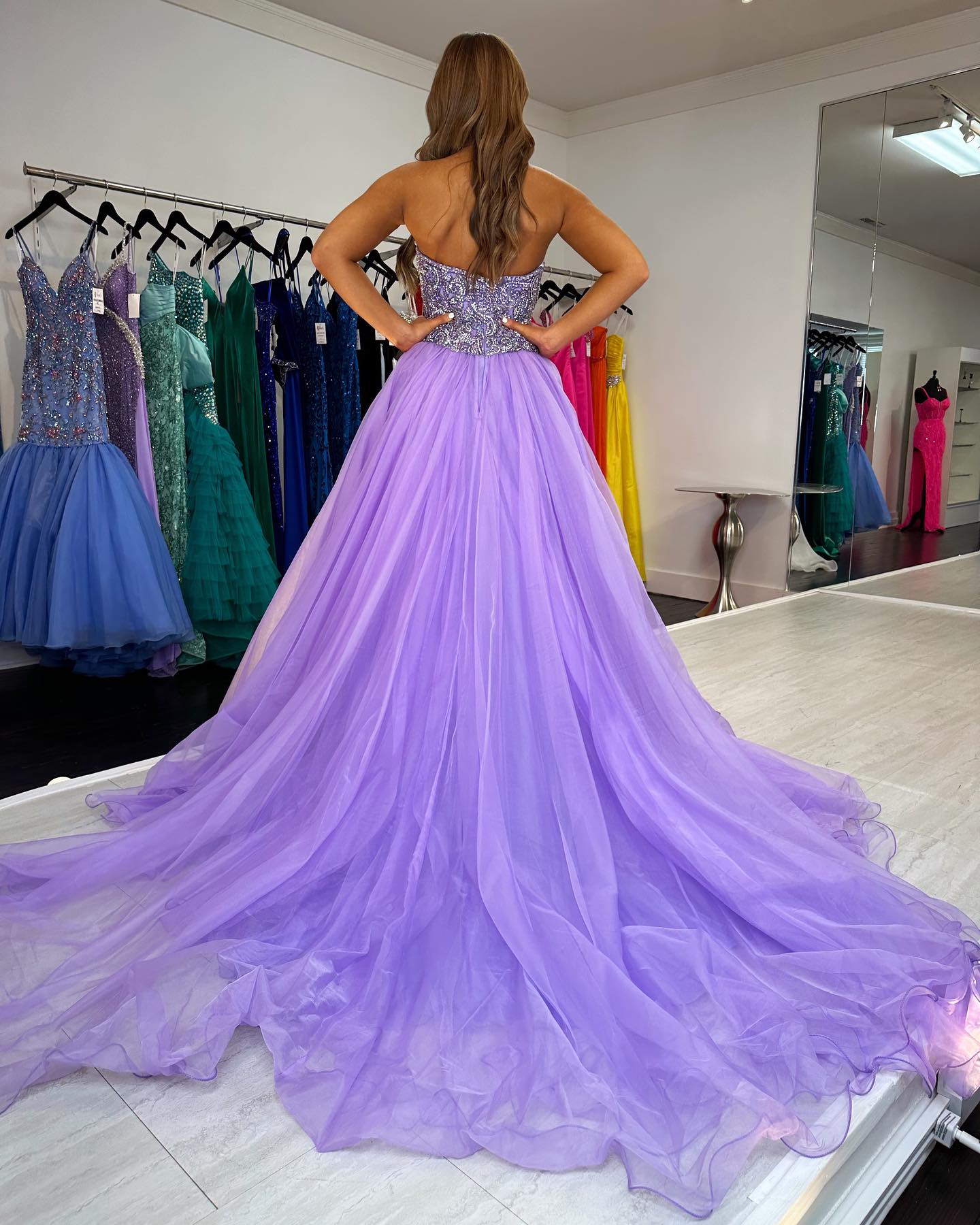 Strapless Long Prom Dress with Beading Top