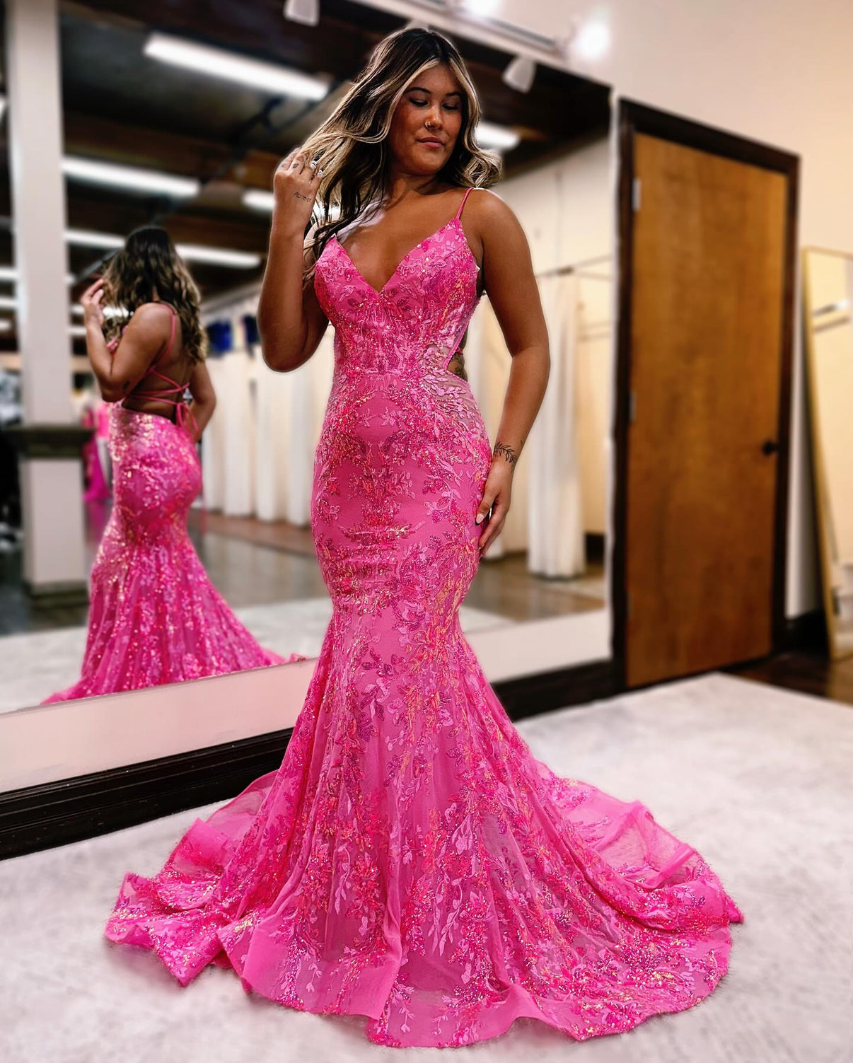 Sparkle Silver Straps Mermaid Long Prom Dress Evening Party Dress,DP1727
