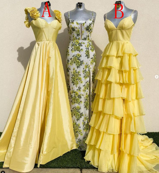 2025 New Style Yellow A-line Long Prom Dress