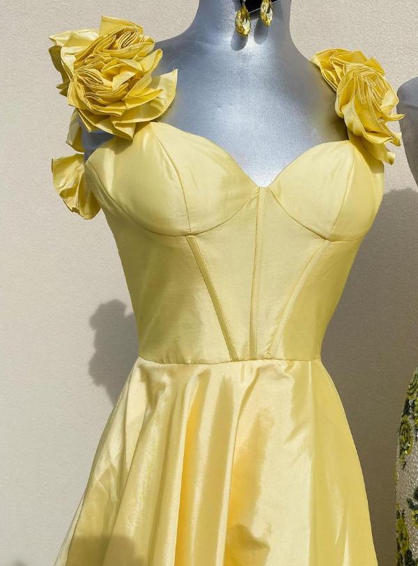 2025 New Style Yellow A-line Long Prom Dress