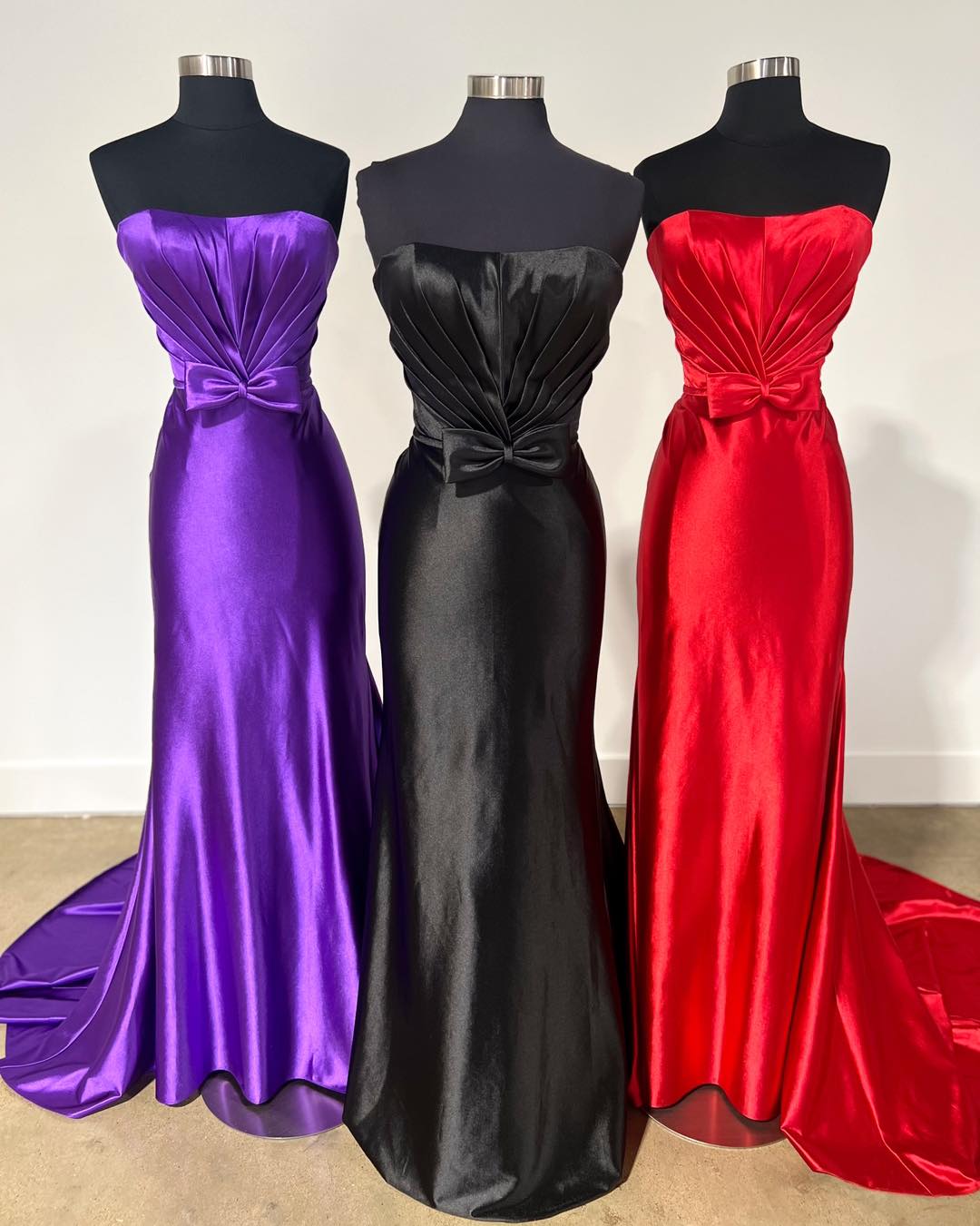 Strapless Long Prom Dress with Bow Embellishment