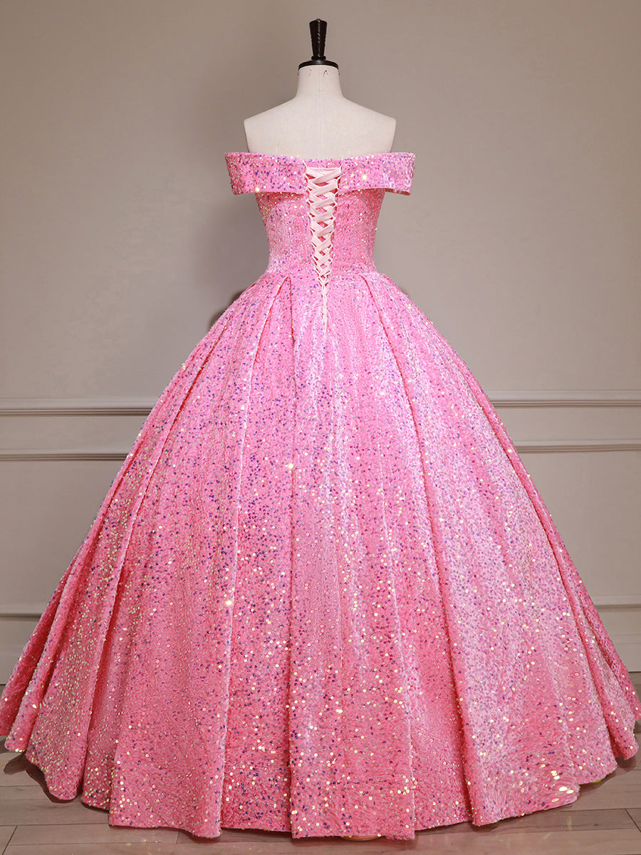 Pink Ball Gown Long Prom Dress Sweet 15/16 Dress