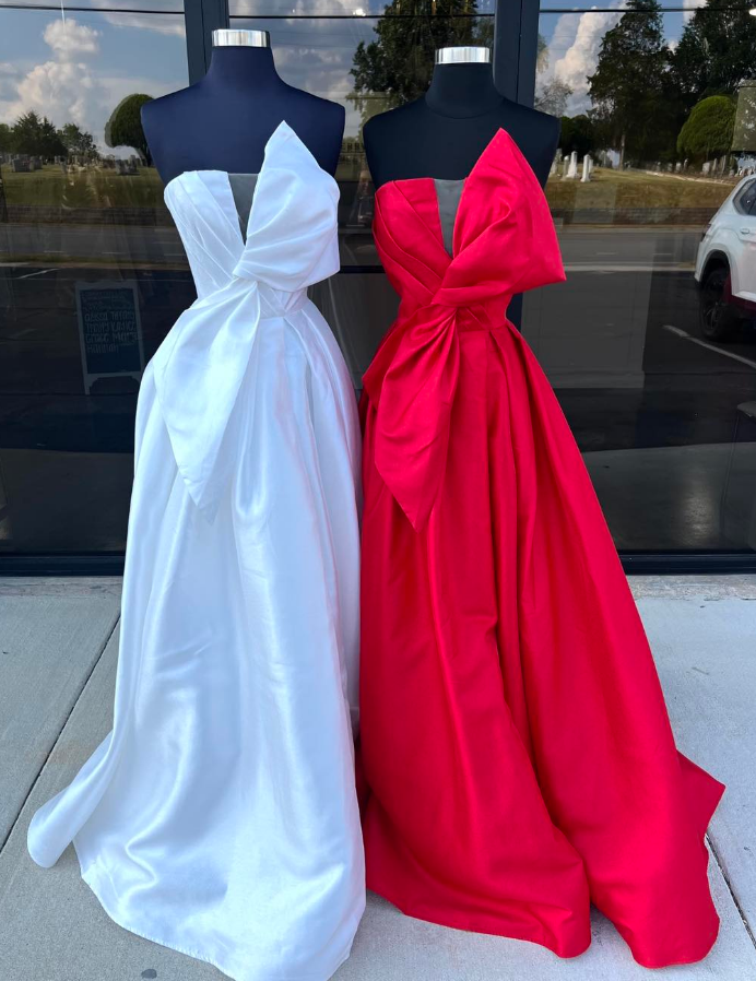 Strapless Long Prom Dress with Bow