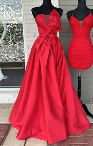 Strapless Long Prom Dress with Bow