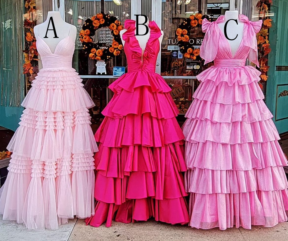 2025 Ball Gown Long Prom Dress with Ruffle Skirt