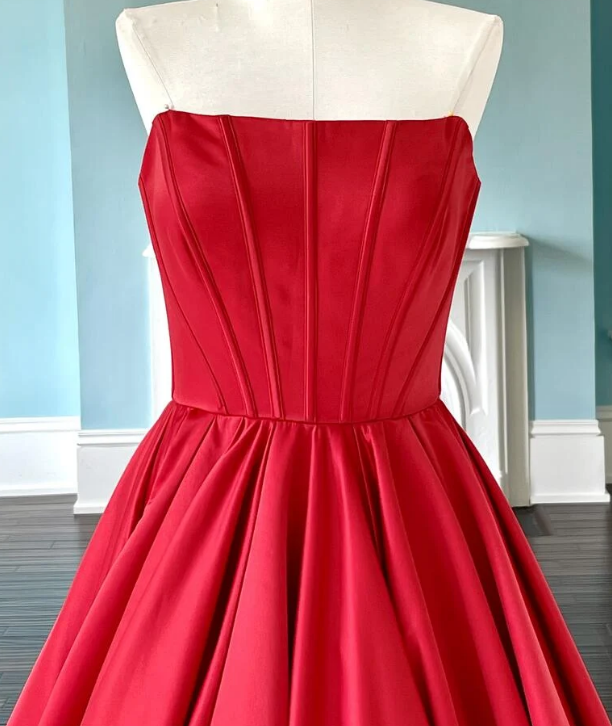 red prom dresses strapless Mermaid Sequin Long Evening Dress P2026 PreppyDress Get ready to turn heads at prom with our stunning Red Strapless A Trumpet Mermaid Red Prom Dresses
