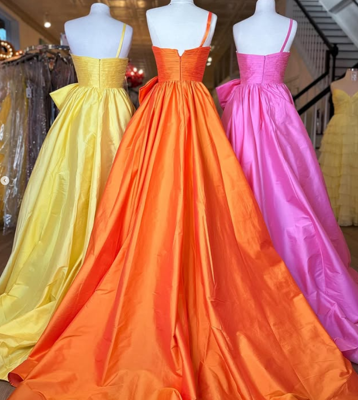 One Shoulder Long Prom Dresses with Bow