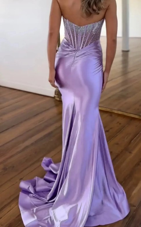 Strapless Mermaid Long Prom Dresses with Beaded Top DressesTailor Strapless Mermaid Long Prom Dresses with Beaded Top DressesTailor