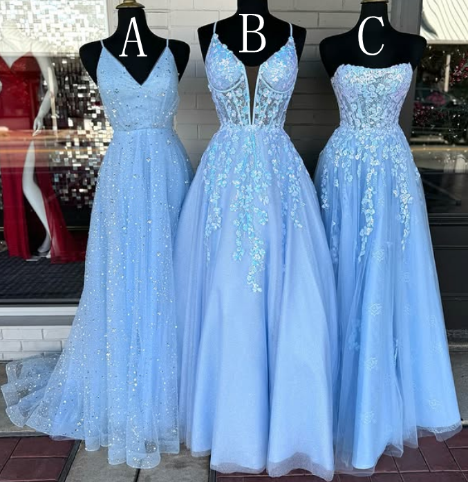 2025 New Style Light Blue Long Prom Dress