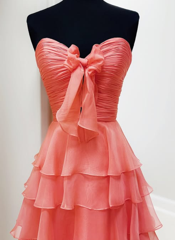 Chiffon Long Prom Dress with Bow on Bodice and Ruffle Skirt