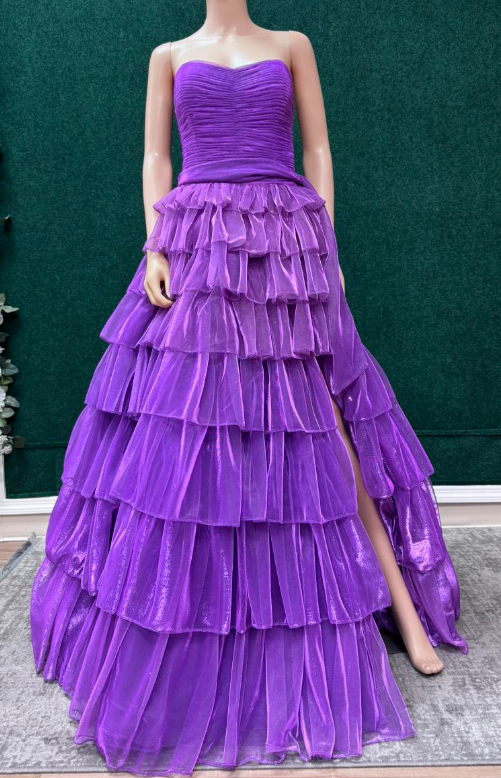 Strapless Long Prom Dress with Ruffle Skirt