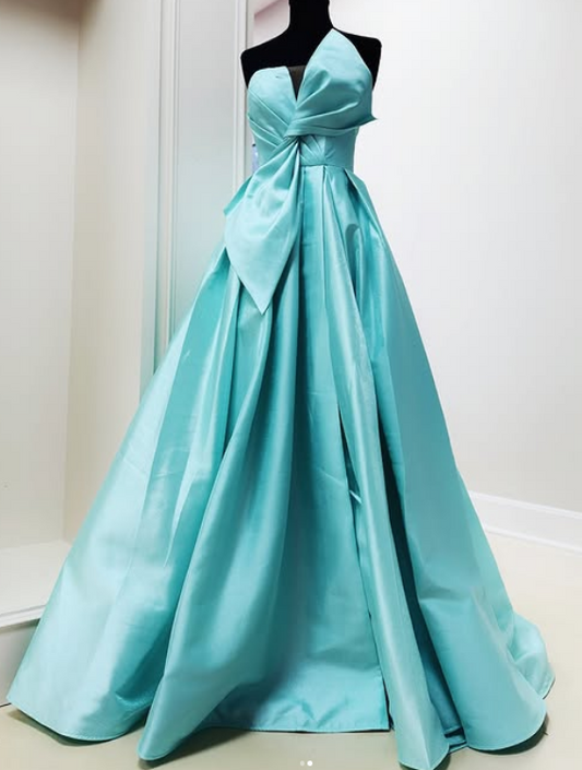 Strapless Long Prom Dress with Bow