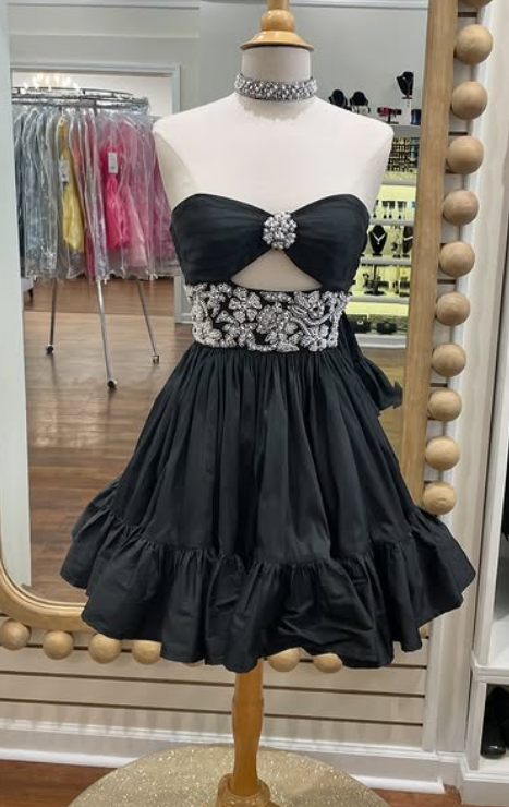 2025 Black Homecoming Dress,Short Prom Dress,Back To School HOCO Dress