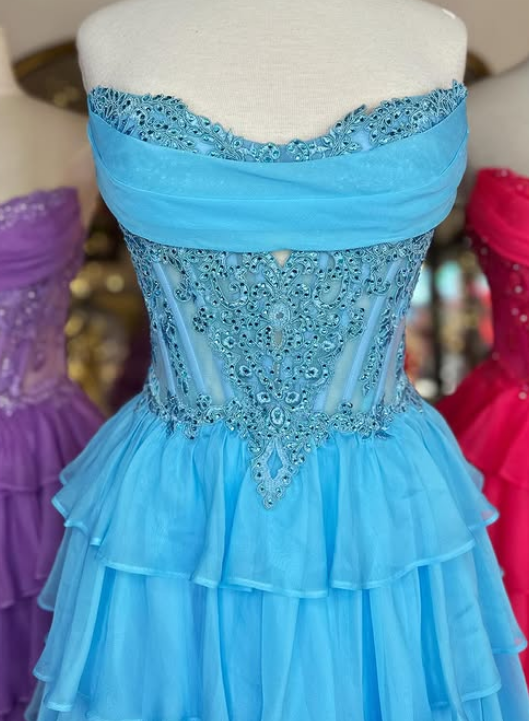 Strapless Long Prom Dress with Ruffle Skirt