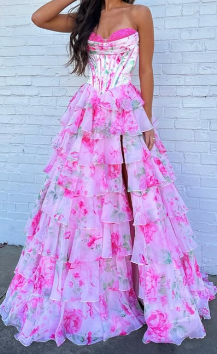 Strapless Long Prom Dress with Ruffle Skirt