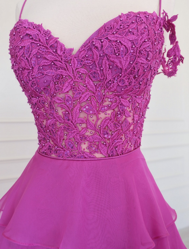 2026 New Style Long Prom Dress with Lace Top and Chiffon Ruffle Skirt