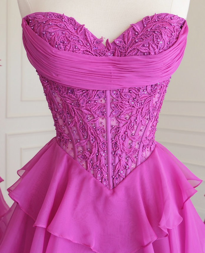 2026 New Style Long Prom Dress with Lace Top and Chiffon Ruffle Skirt