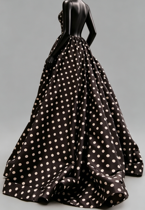 Straps Polka Dot Long Prom Dress