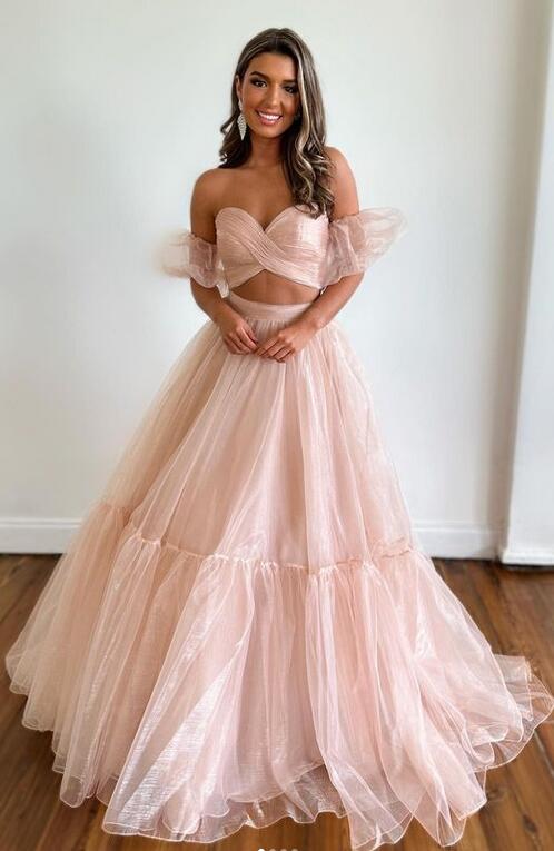 Two Pieces Prom Dress Long, Wedding Party Dress DT1629