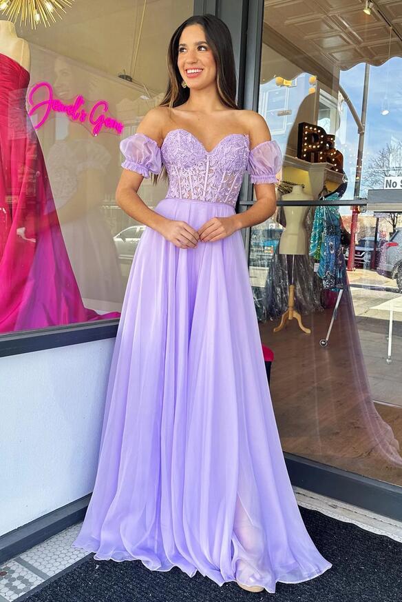 Strapless A-Line Chiffon/Lace Long Prom Dress  DT1631