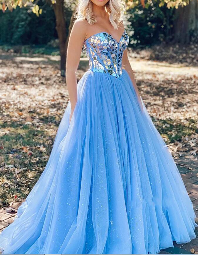 Strapless Sparkly Ball Gown Long Prom Dress