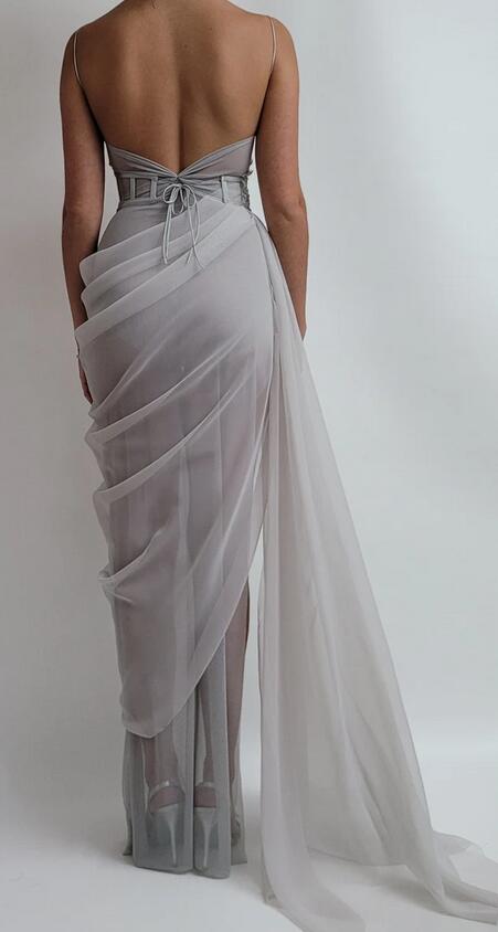 Sexy Straps Long Prom Dress with Slit