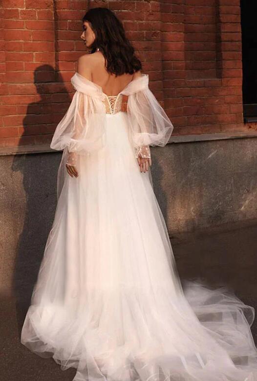 Strapless Tulle/Lace Beach Wedding Dresses DTB103